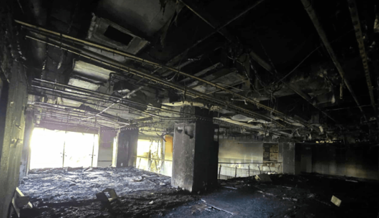 হামলায় ধ্বংসস্তূপে পরিণত হয়েছে প্রথম আলো ডেইলি স্টার ভবন