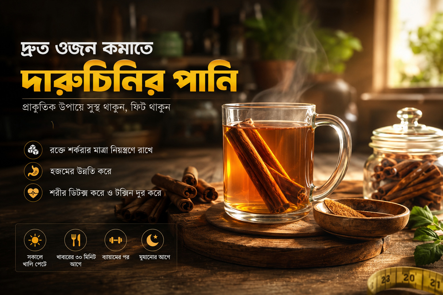 দ্রুত ওজন কমাতে পান করুন দারুচিনির পানি
