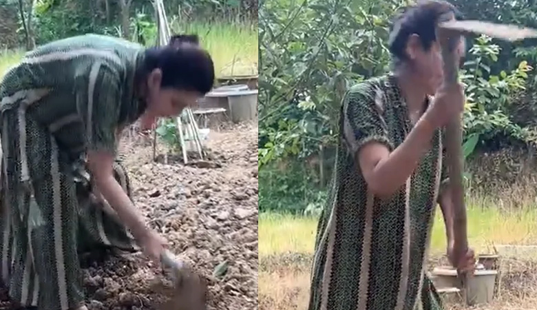 কোদাল হাতে কৃষিকাজে মুগ্ধ করলেন জয়া আহসান