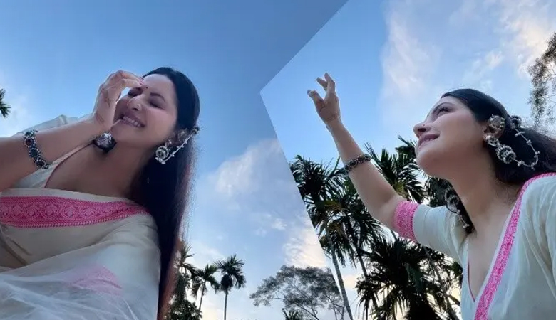পরীমনির সাদা শাড়ির সাজে মুগ্ধ ভক্তরা