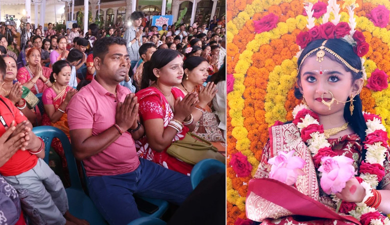 মহাঅষ্টমীতে পূজামণ্ডপে ভক্তদের ঢল