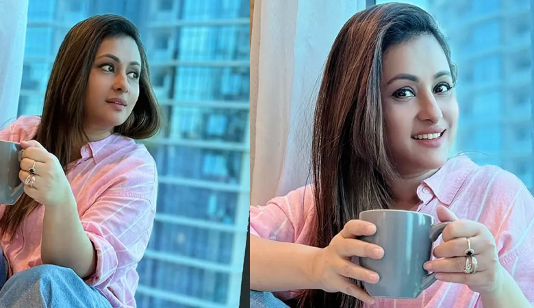 ক্যাজুয়াল সাজে কফির কাপে নজর কাড়লেন পূর্ণিমা